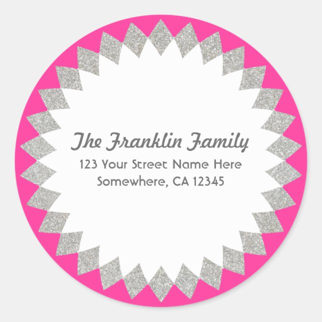 Custom Colour Faux Glitter Address Label Sticker (Front)