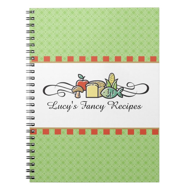 Custom colour fish fruit vegetable chef catering spiral notebook (Front)