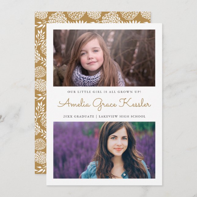 Custom Colour Floral Graduation Party Invitation (Front/Back)