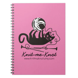 Custom colour funny black cat knitting needles notebook