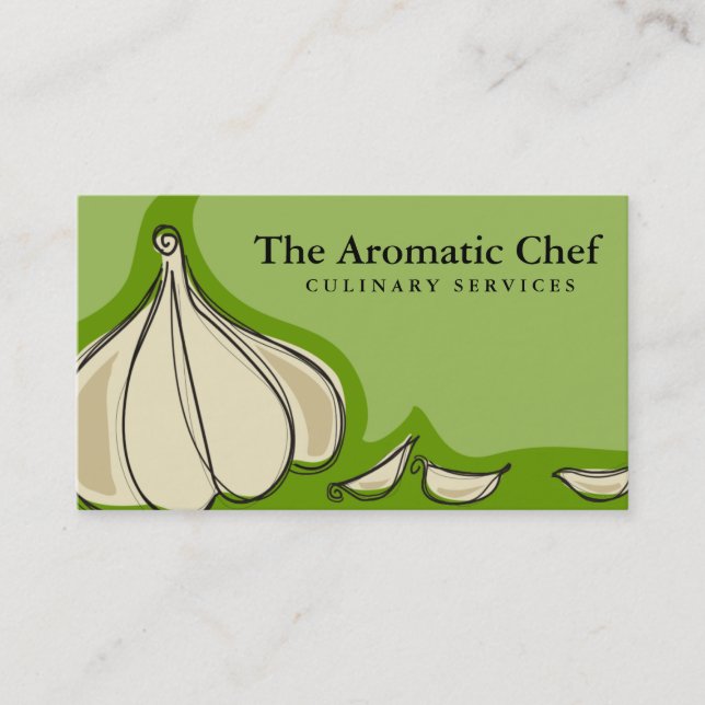 Custom colour garlic cloves chef catering biz card (Front)