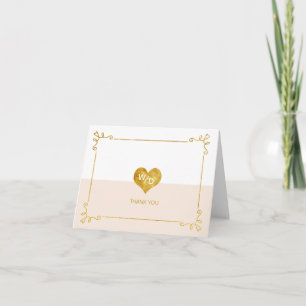 Custom Colour Gold Heart Minimalist Thank You Card