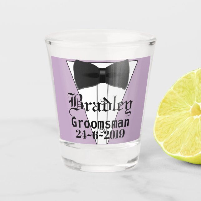 Custom Colour Groomsmen Thank You Gift Shot Glass (Front)