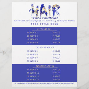 Custom colour hair stylist salon service price lis letterhead