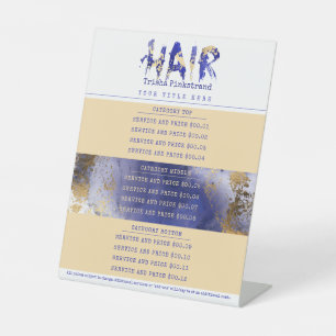 Custom colour hair stylist salon service price lis pedestal sign