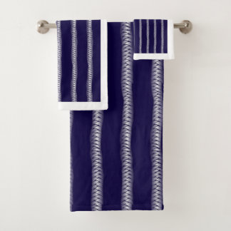 Custom Colour Hand-Drawn Braid Doodle Pattern Show Bath Towel Set