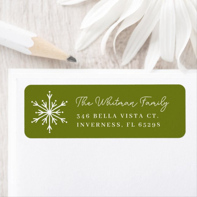 Custom Colour Hand Drawn Snowflake Return Address (Insitu)