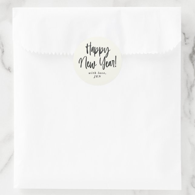 Custom Colour Happy New Year Classic Round Sticker (Bag)