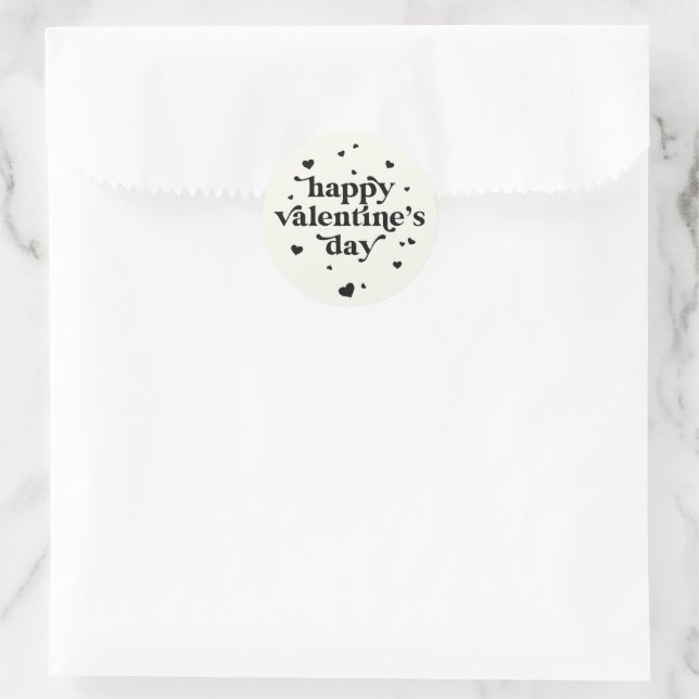 Custom Colour Happy Valentine's Day Classic Round Sticker (Bag)