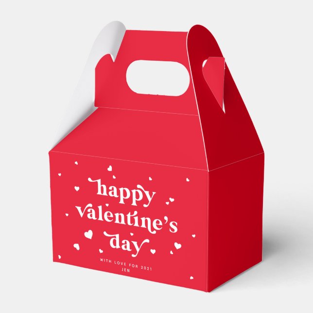 Custom Colour Happy Valentine's Day + Hearts Favour Box (Front Side)