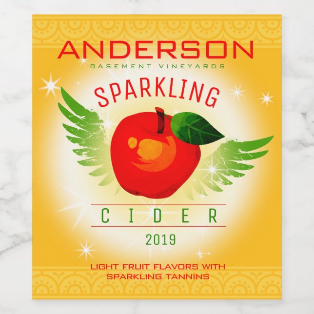 Custom colour hard apple cider homemade wine label (Single Label)