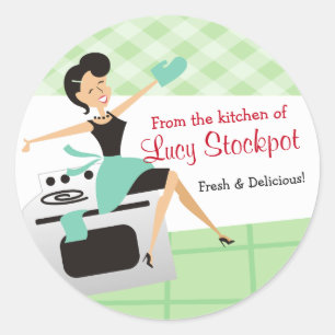 Custom colour housewife cooking baking food label