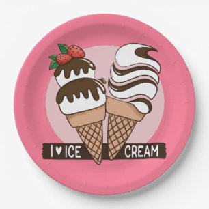 Custom colour Ice Cream Lover paper plates
