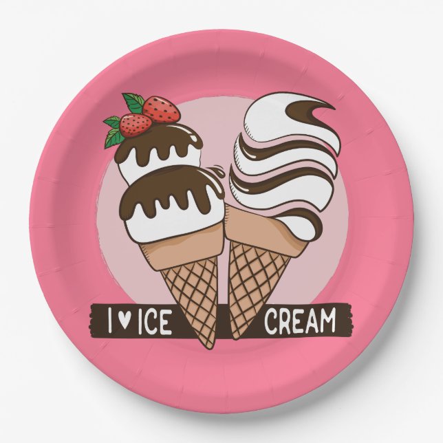 Custom colour Ice Cream Lover paper plates (Front)