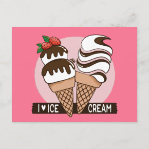 Custom colour Ice Cream Lover postcard