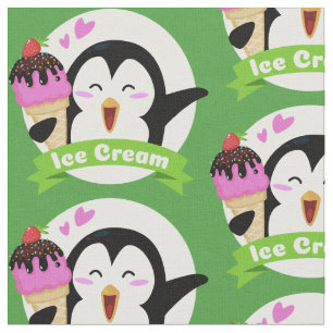 Custom colour Ice Cream Penguin fabric