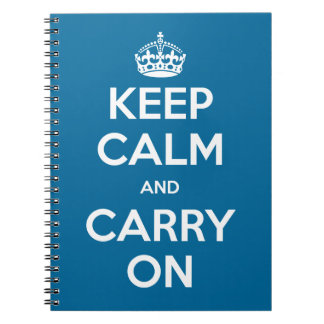 Custom Colour Keep Calm and Carry On Spiral Notebook