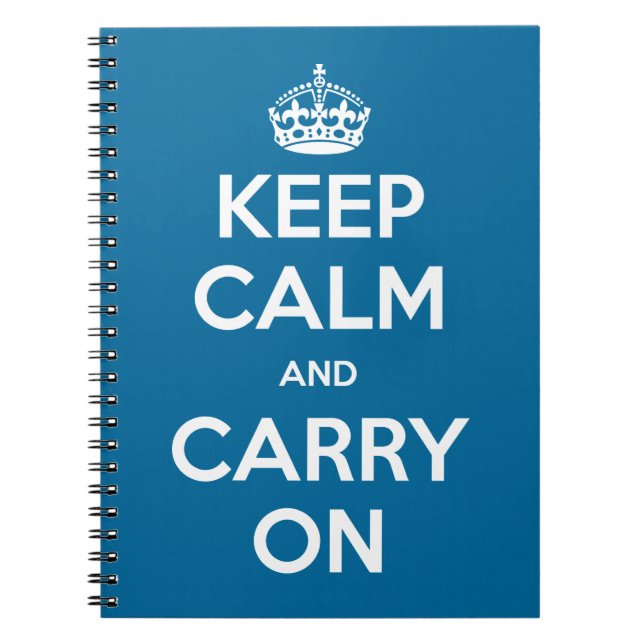 Custom Colour Keep Calm and Carry On Spiral Notebook (Front)