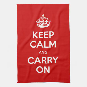 Custom Colour Keep Calm and Carry On Tea Towel