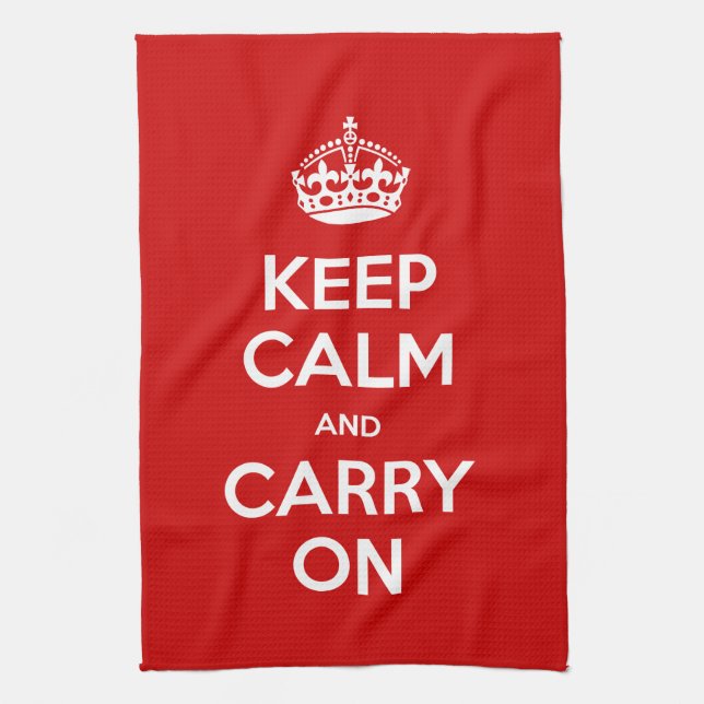 Custom Colour Keep Calm and Carry On Tea Towel (Vertical)