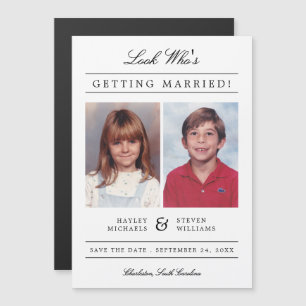 Custom Colour Kid Photo Save the Date   White Magnetic Invitation
