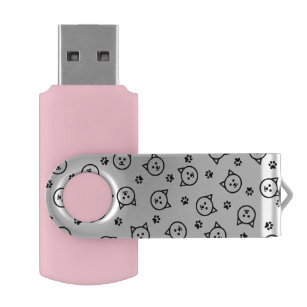 Custom Colour Kitty Pattern USB Flash Drive