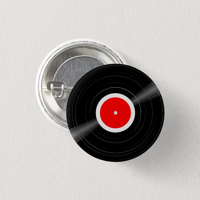 Custom Colour Label LP Vinyl Record Pin Button (Front & Back)