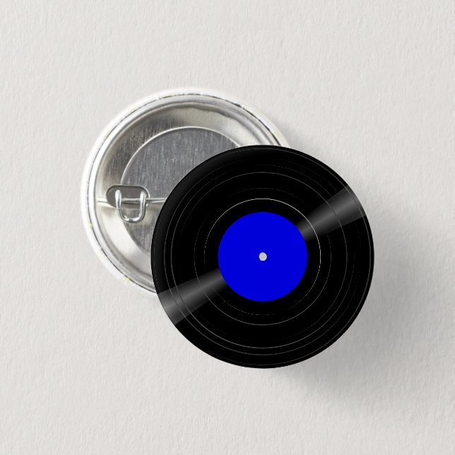 Custom Colour Label LP Vinyl Record Pin Button (Front & Back)