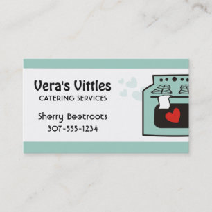 Custom colour love oven stove chef catering bakery business card