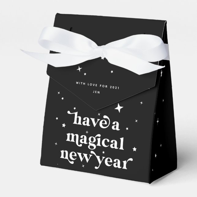 Custom Colour Magical New Year + Stars Favour Box (Front Side)