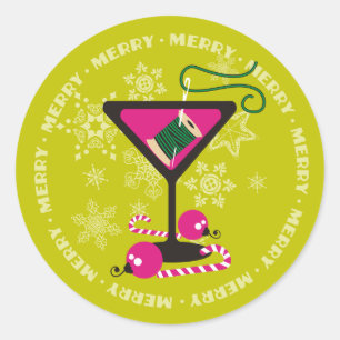 custom colour martini sewing thread Christmas Classic Round Sticker