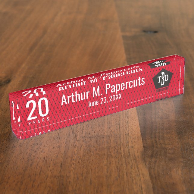 Custom colour milestone employee anniversary gift nameplate (Side)