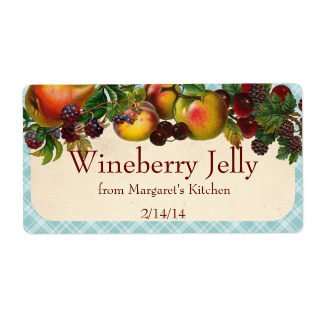 Custom colour mixed fruit canning label polka dot (Front)
