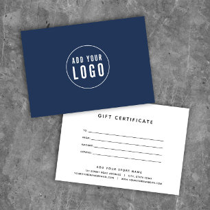 Custom Colour Modern Add Logo Gift Certificate