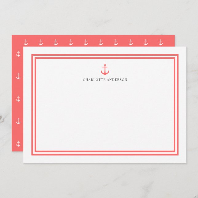 Custom Colour Modern Classic Anchor Personalised Card (Front/Back)
