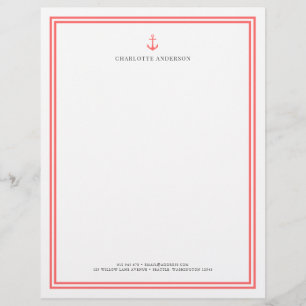 Custom Colour Modern Classic Anchor Personalised Custom Letterhead