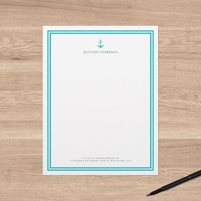 Custom Colour Modern Classic Anchor Personalised Letterhead (Creator Uploaded)
