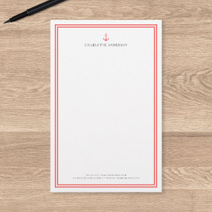 Custom Colour Modern Classic Anchor Personalised Stationery
