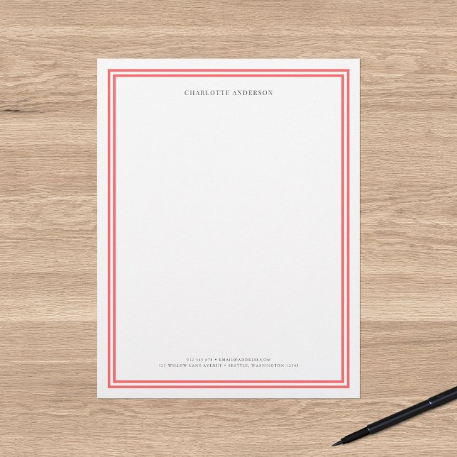 Custom Colour Modern Classic Borders Personalised Custom Letterhead (Creator Uploaded)