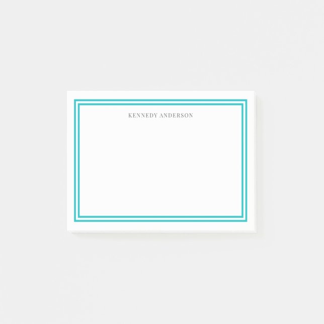 Custom Colour Modern Classic Borders Personalised Post-it Notes (Front)