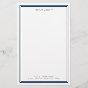 Custom Colour Modern Classic Borders Personalised Stationery