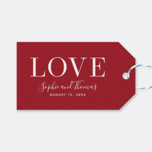 Custom Colour Modern Elegant Love Wedding Gift Tags