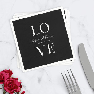 Custom Colour Modern Elegant Love Wedding Paper Napkin