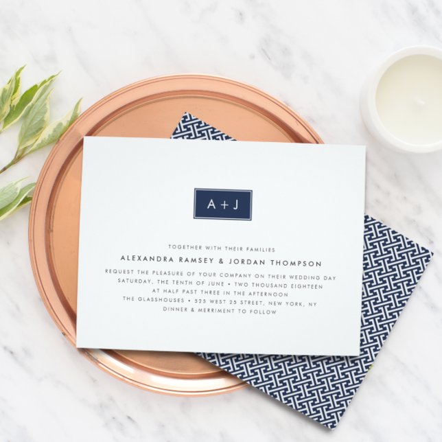 Custom Colour Modern Monogram Wedding Invitation (Creator Uploaded)