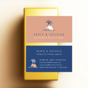 Custom Colour Modern Palm Tree Sun Beach Business Card