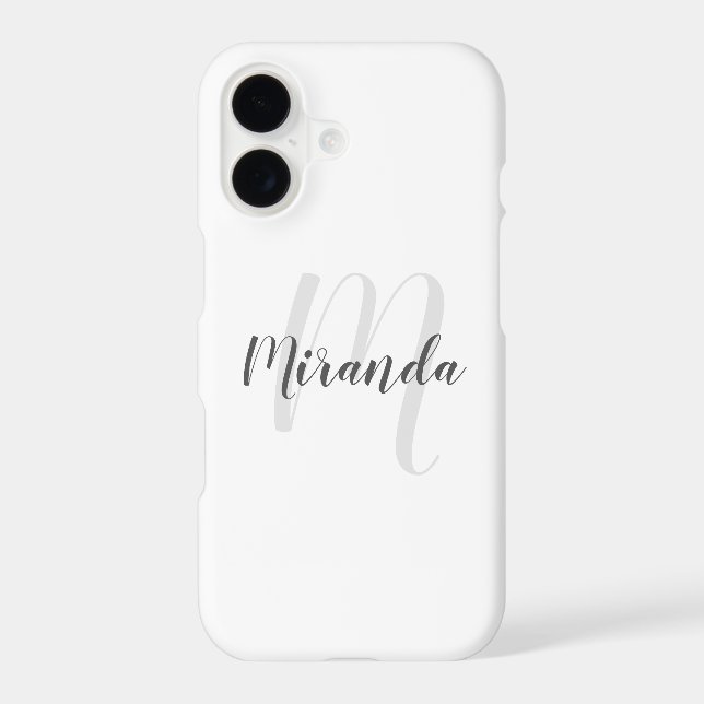 Custom Colour Modern Personalised Monogram and Nam iPhone Case (Back)