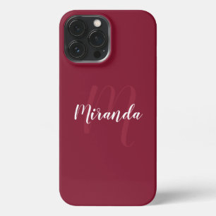 Custom Colour Modern Personalised Monogram and Nam iPhone 13 Pro Max Case