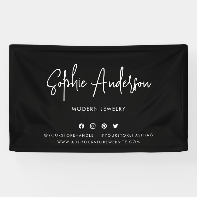 Custom Colour Modern Script Social Media Marketing Banner (Horizontal)