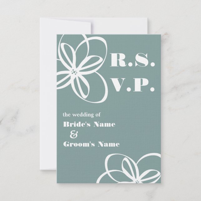 Custom Colour Modern Wedding RSVP With Flowers (Front)