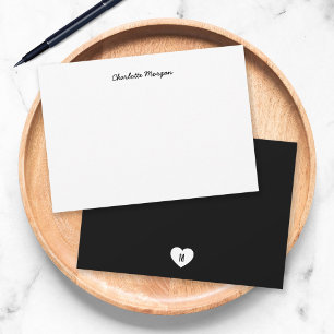 Custom Colour Monogram Heart Back Modern Script Card